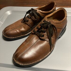Clarks Mens Size 9.5 Brown Leather Cushion With Ortholite Comfort Dress Shoes